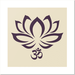 Lotus Flower Om Symbol Purple Posters and Art